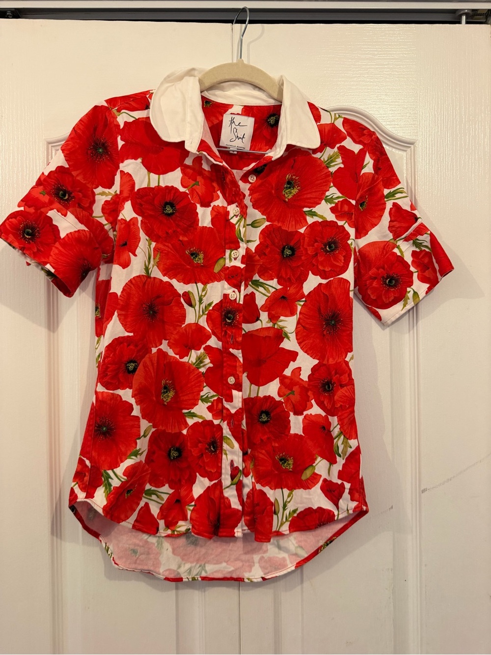 The Shirt by Rochelle Behrens Red Poppy Floral Blouse sz small
